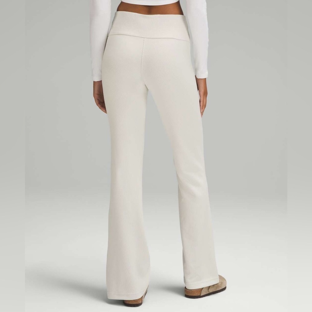 Lululemon Brushed Softstreme Ribbed Zip Flared Pant 32.5" Bone Preppy Bohemian